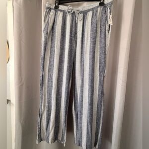 NWT Old Navy Blue and White Size Large Striped Linen Pants